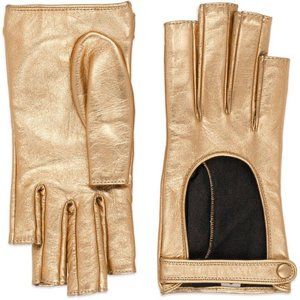 Gucci Gold Leather Fingerless Gloves size -  8L